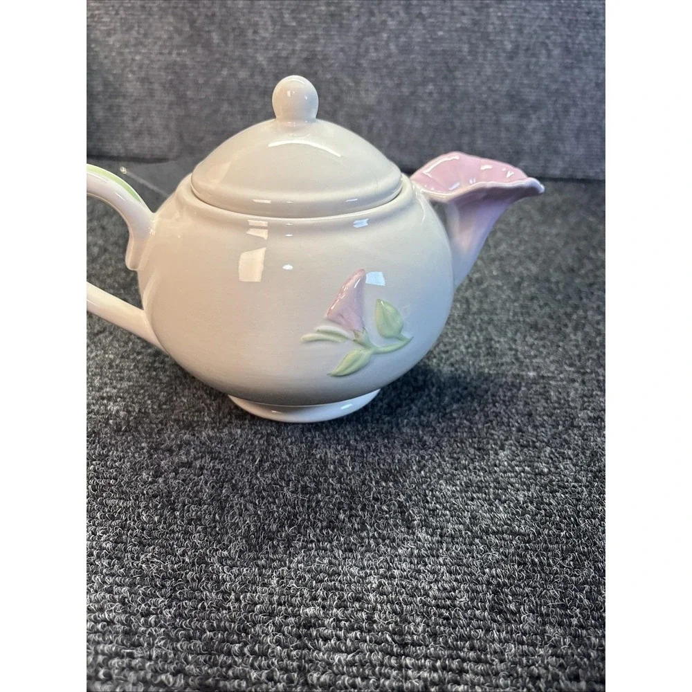 Vtg~Teleflora Pink Morning Glory Teapot~4 Cups~Ceramic